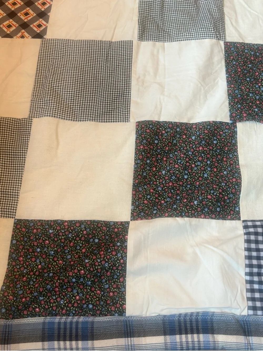 Vintage Patchwork Quilt Squares Handmade Throw Cottage Core